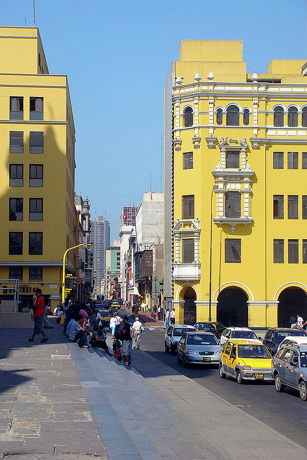 Yellow Buildings City Street Lima Peru Photograph by Karen Zuk Rosenblatt