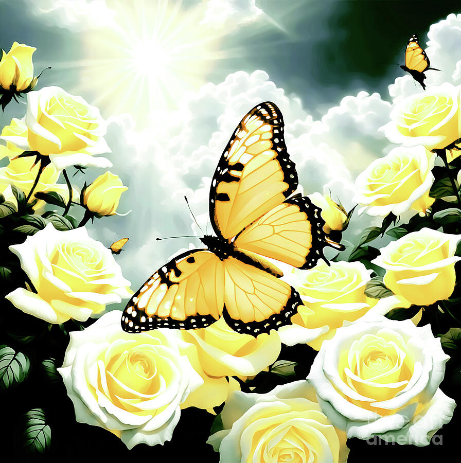 Yellow Butterfly Digital Art by Eddie Eastwood