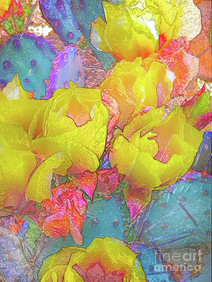 Yellow Cactus Flowers Painting by Bonnie Marie