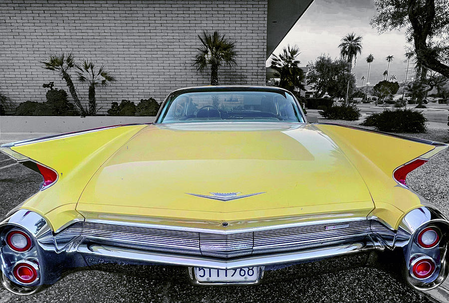 Yellow Cadillac with Monochrome Background Photograph by Matthew Bamberg
