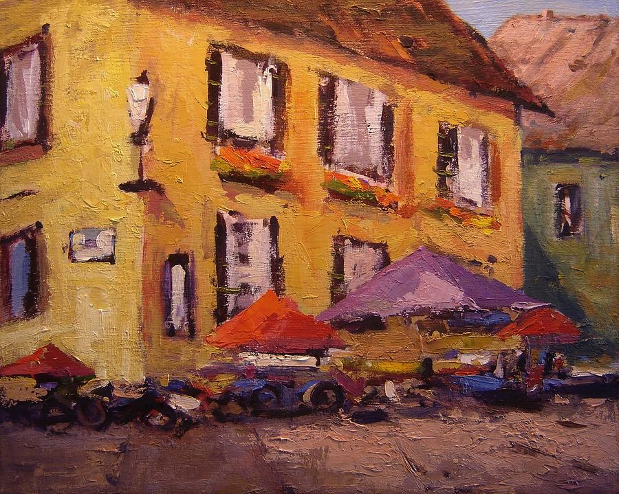 Yellow Cafe in Provence France Painting by R W Goetting