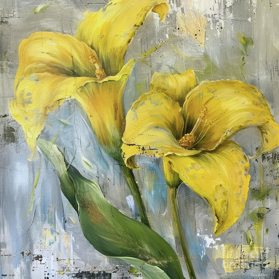 Lily Painting - Yellow Calla Lilies by Tina LeCour