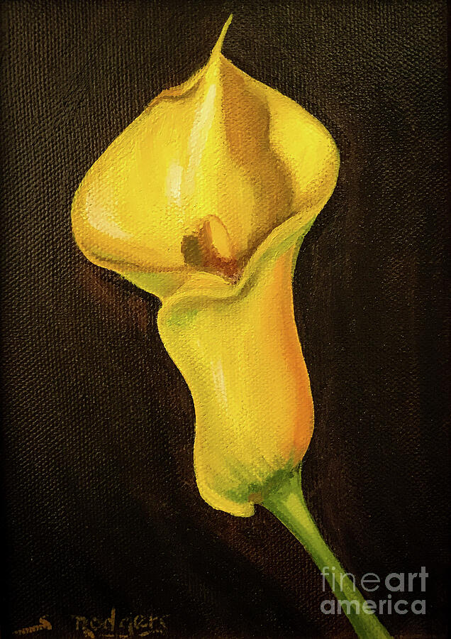 Yellow Calla Lily I Painting by Sherrell Rodgers