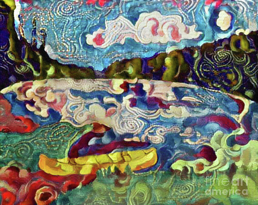 Yellow Canoe Tapestry Painting by Nina Silver