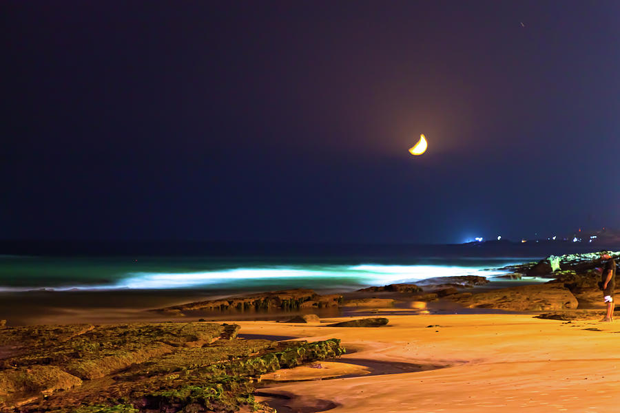 Yellow crescent moon above a stunning beach Photograph by Uninteresting ...