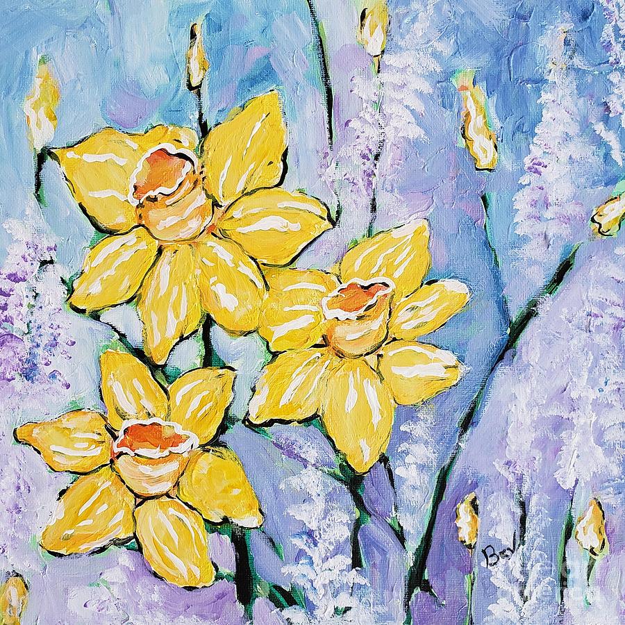 Flower Painting - Yellow Daffodils  by Beverly Livingstone