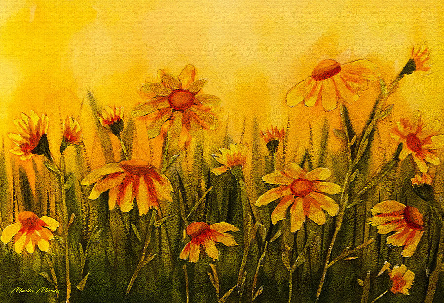 Orchid Painting - Yellow Daisies by Martys Royal Art