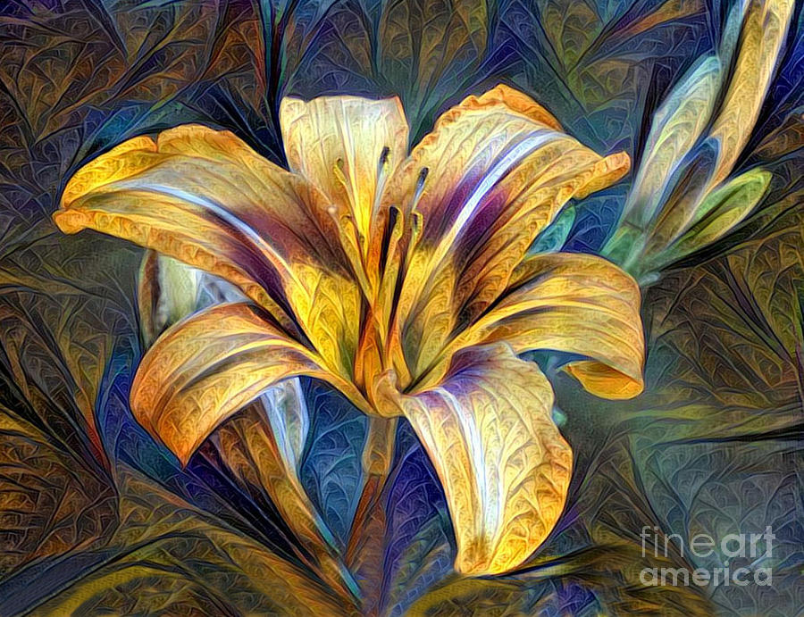 Yellow Day Lily Portrait Mixed Media by Sandi OReilly - Fine Art America