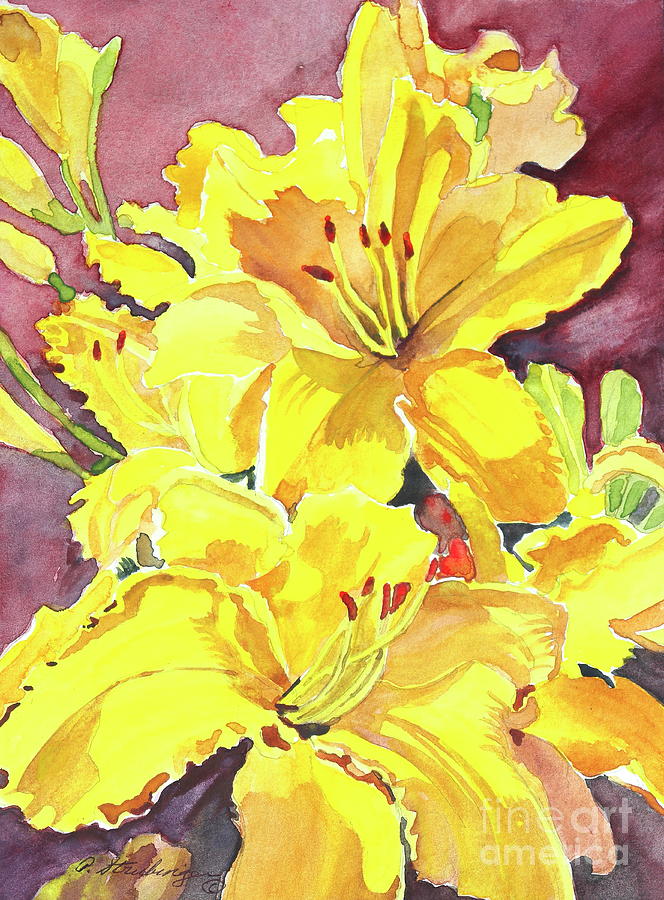 Yellow Daylilies Painting by Patty Strubinger - Fine Art America