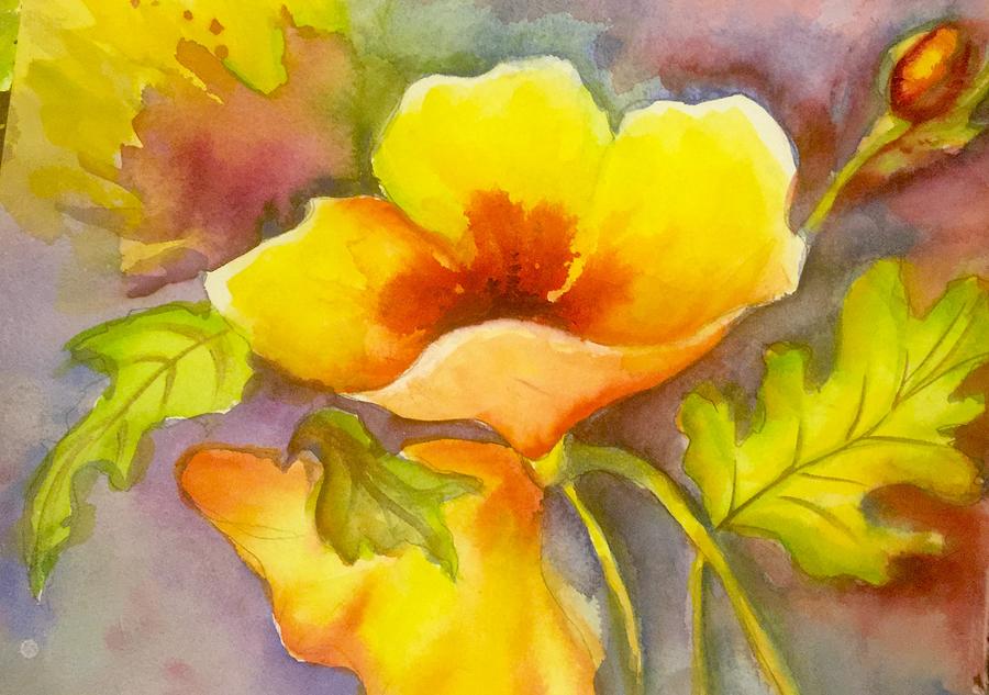 Yellow delight flower Painting by Caroline Patrick