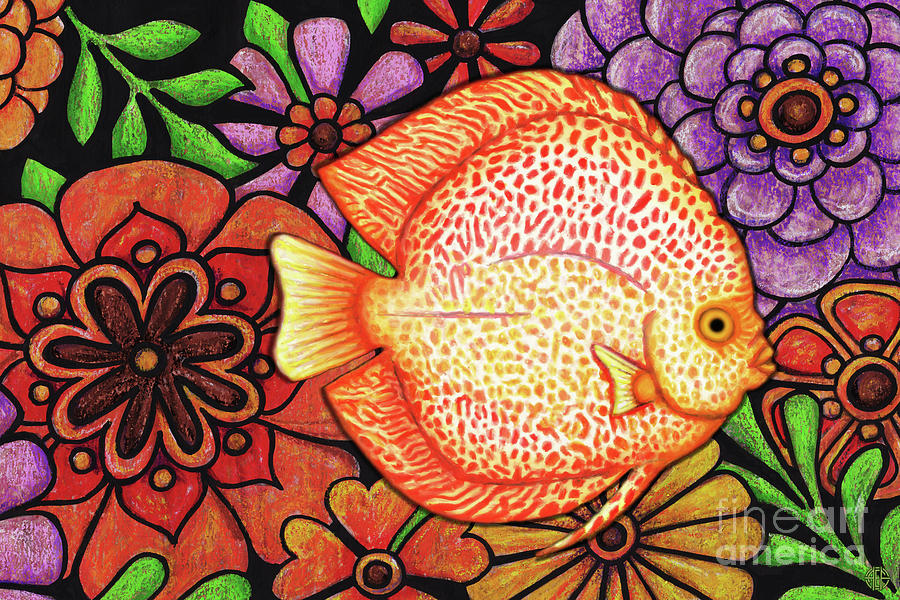 Yellow Discus Floral Painting by Amy E Fraser