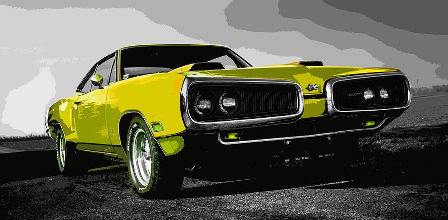 Car Digital Art - Yellow Dodge SuperBee by Thespeedart