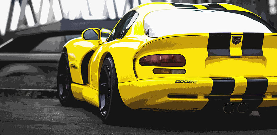 Viper Digital Art - Yellow Dodge Viper GTS by Thespeedart