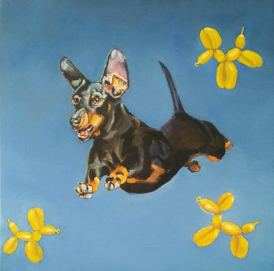 Yellow Dogs Painting by Jean Cormier