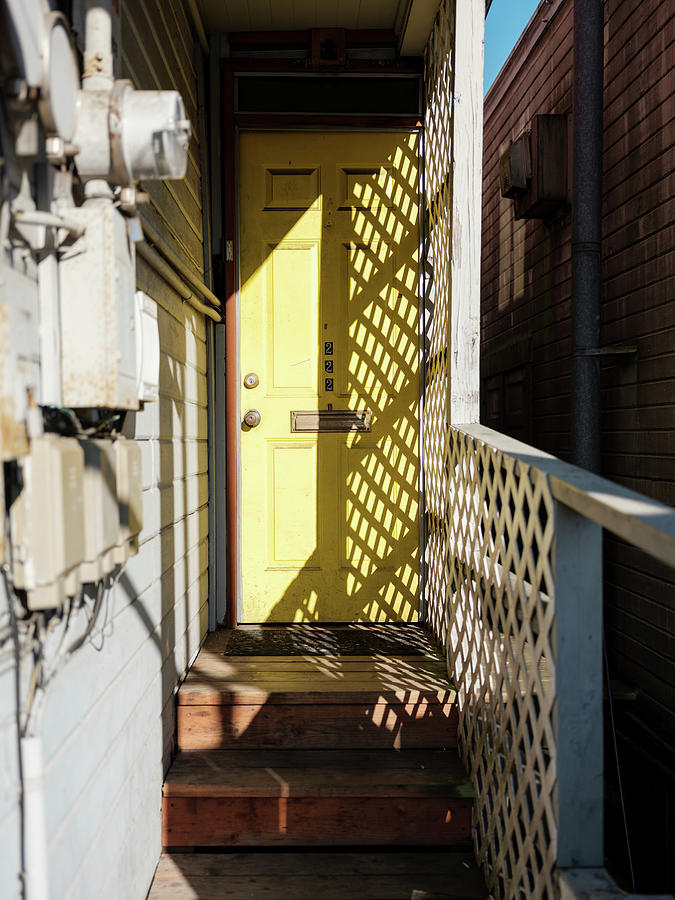 Astoria Oregon Photograph - Yellow Door In Astoria Oregon by Doug Ash