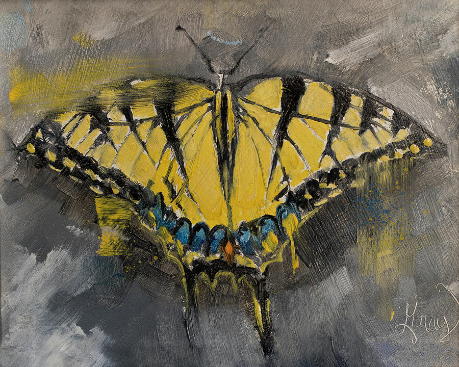 Yellow Eastern Swallowtail Butterfly Painting