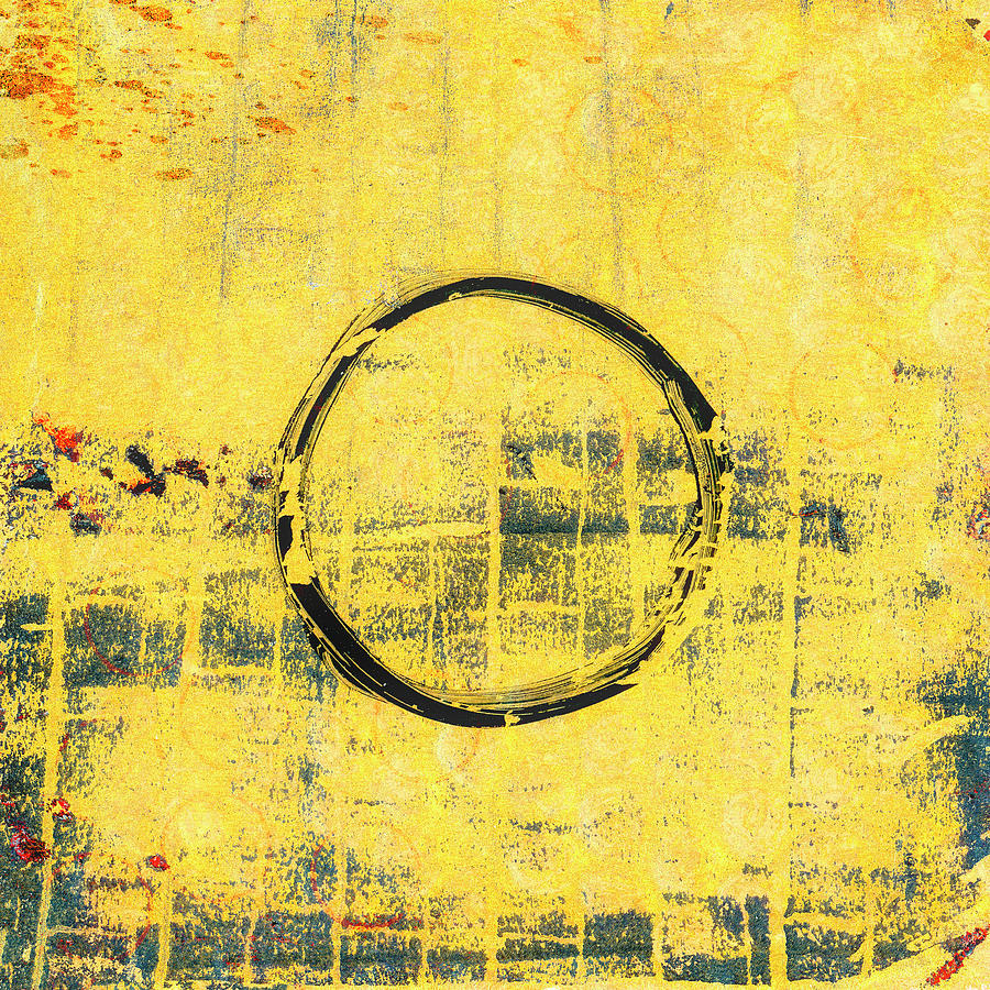 Yellow Enso Sun Painting by Carol Leigh
