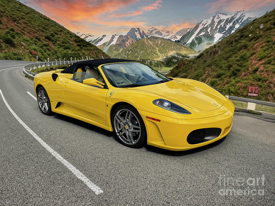 Yellow Ferrari in the Mountains Photograph by Dale Powell Yellow Ferrari in the Mountains Photograph by Dale Powell
