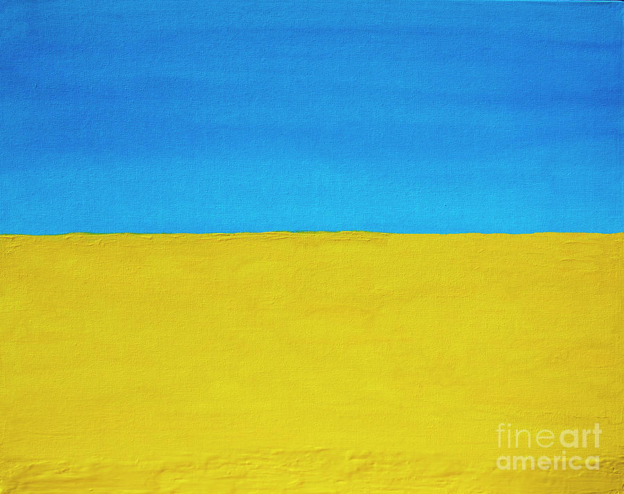 Yellow field and blue sky, illustration, abstract painting Painting by Irina Afonskaya