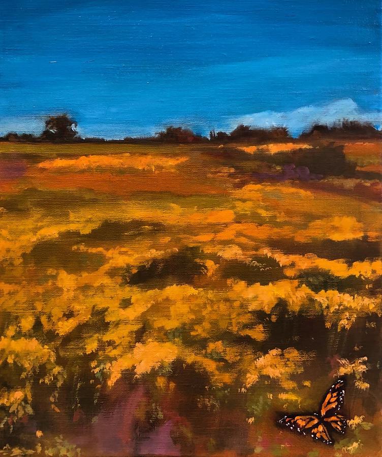 Yellow Field Painting by Rebecca Jacob