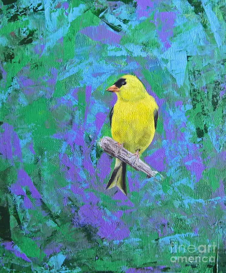 Yellow Finch Painting by Lisa Dionne
