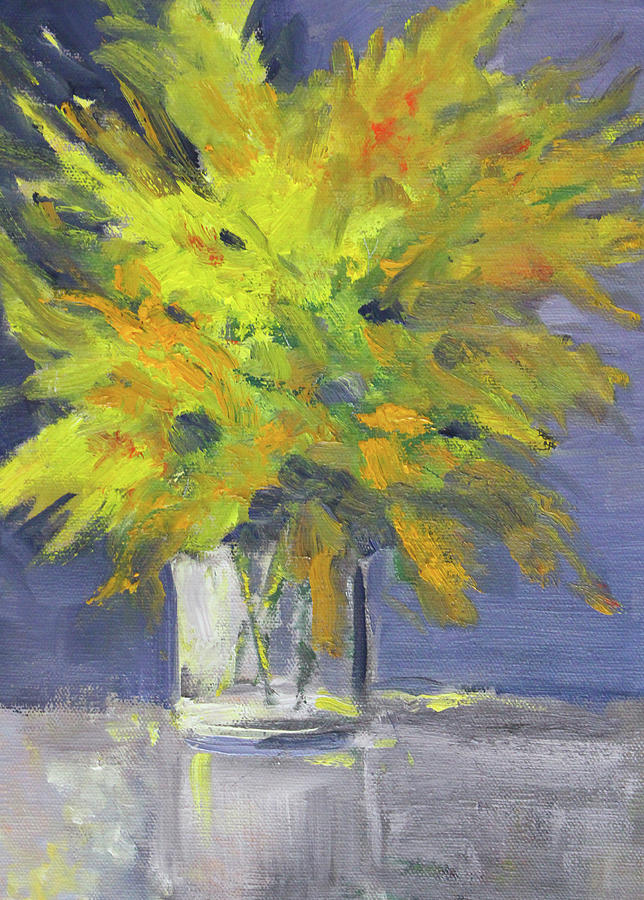 Yellow Flora Painting by Nancy Merkle