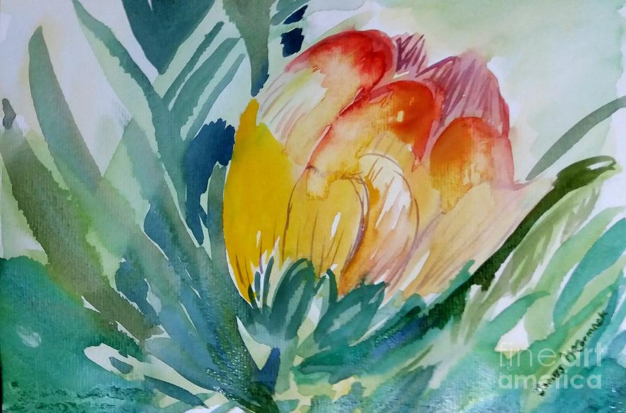 Yellow Flower Bud Painting by James McCormack