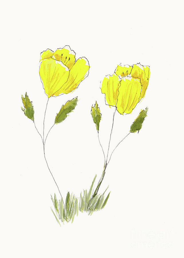 Detailed Yellow Flower Drawing with Sun in Flat Shading Style - AI Image  #3145 - AixStock - Free AI Stock Images