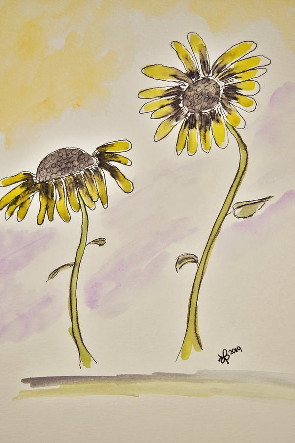Yellow Flower Watercolor Painting by Lkb Art And Photography