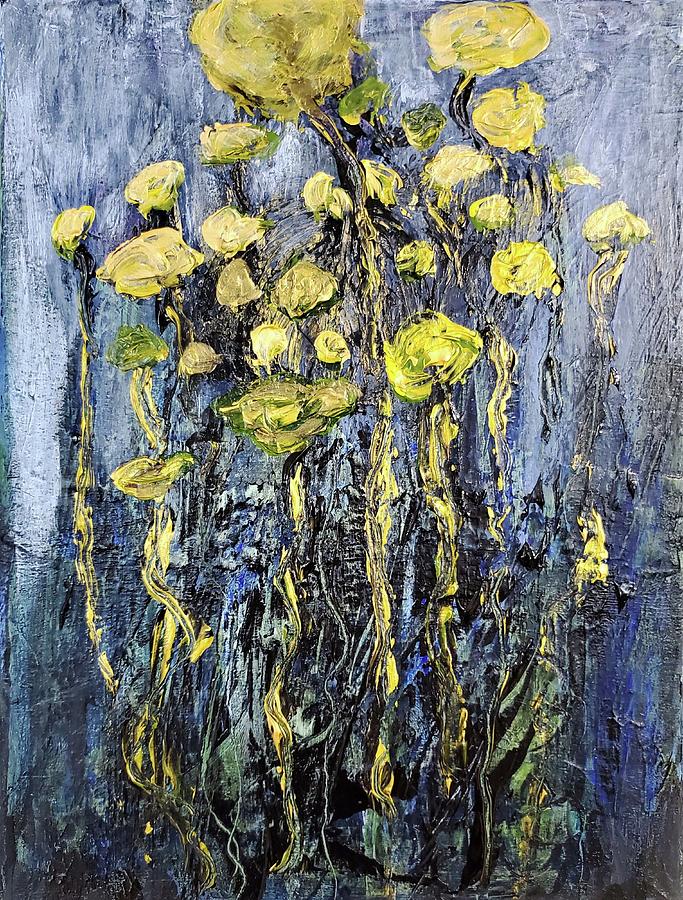 Yellow Flowers Abstract Painting by Sharon Williams Eng
