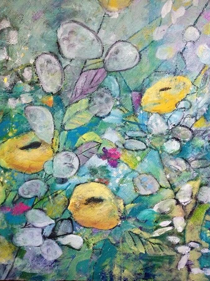 Yellow Flowers Mixed Media by Eleatta Diver