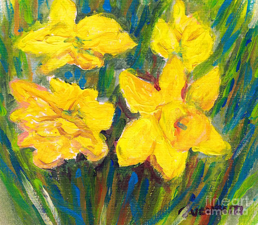 Yellow Flowers In A Field Beautiful Floral Painting Grace Venditti Painting by Grace Venditti