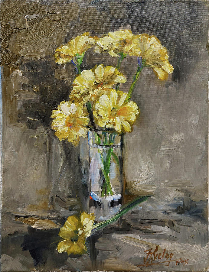 Yellow Flowers Painting by Irek Szelag