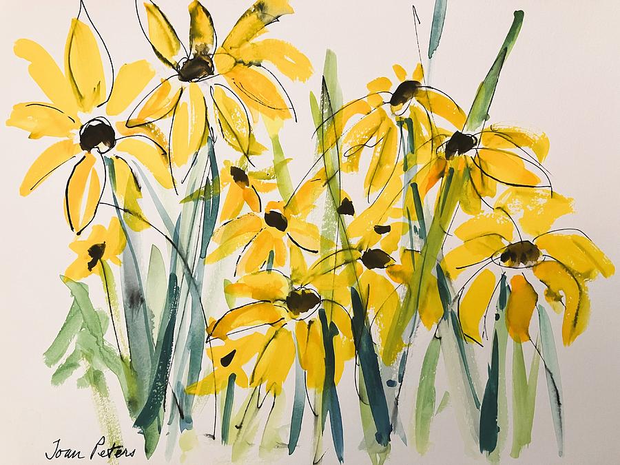 Yellow Flowers Painting By Joan Peters - Fine Art America