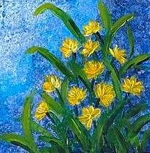Yellow flowers Painting by Nancy Sisco