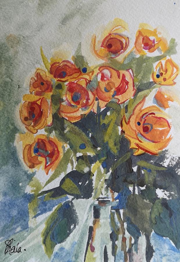 Yellow Flowers Painting by Sheila Romard