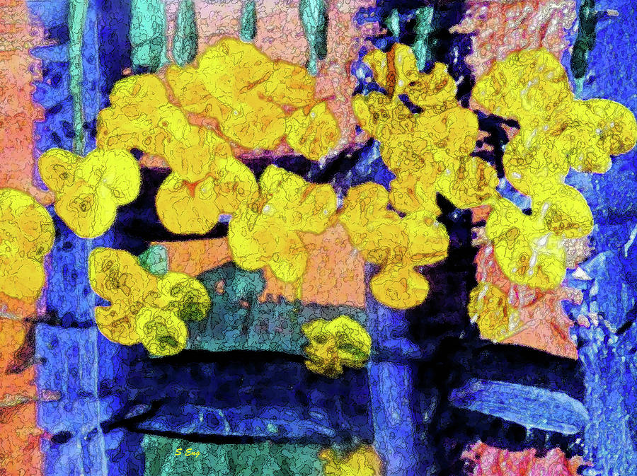 Yellow Flowers Through the Fence Painting by Sharon Williams Eng