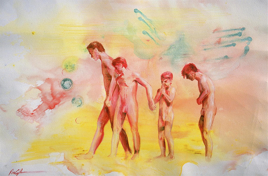 Boys Painting - Yellow Fog by Rene Capone