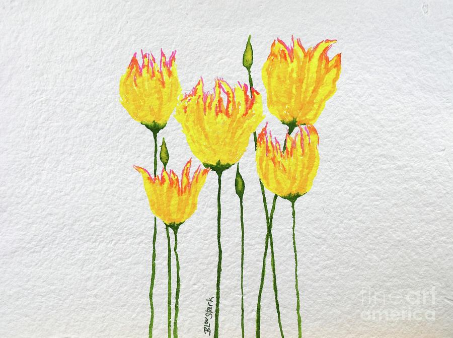 Yellow Fringe Tulips  Painting by Barrie Stark