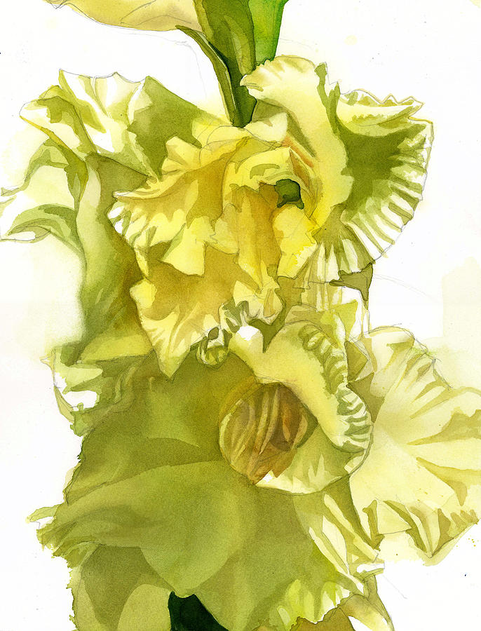 Yellow Gladiolus Painting by Alfred Ng
