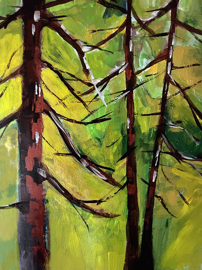 Yellow Green Forest Painting by Nancy Merkle