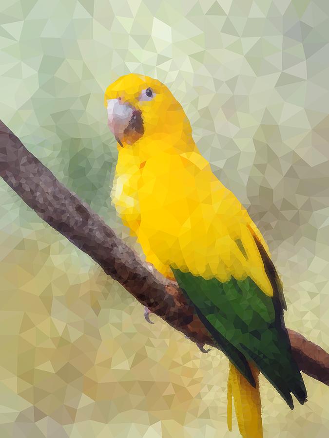 Yellow Green Parrot Bird 84 Mixed Media by Lucie Dumas