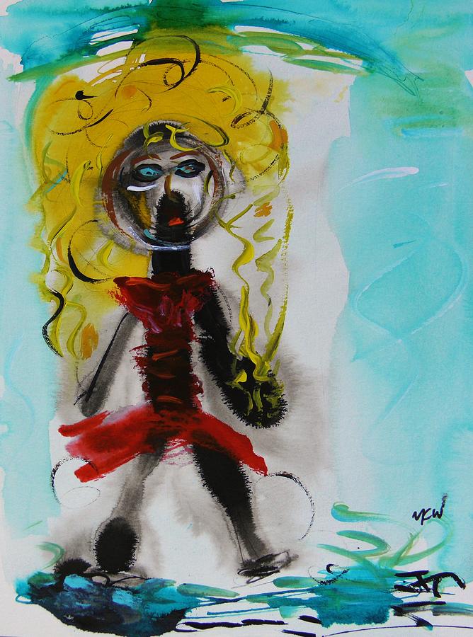 Yellow Hair Skater Painting by Mary Carol Williams