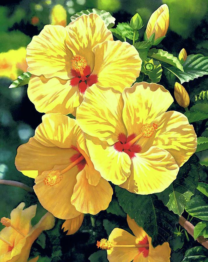 Hawaii Painting - Yellow hibiscus #18 by Garry Palm