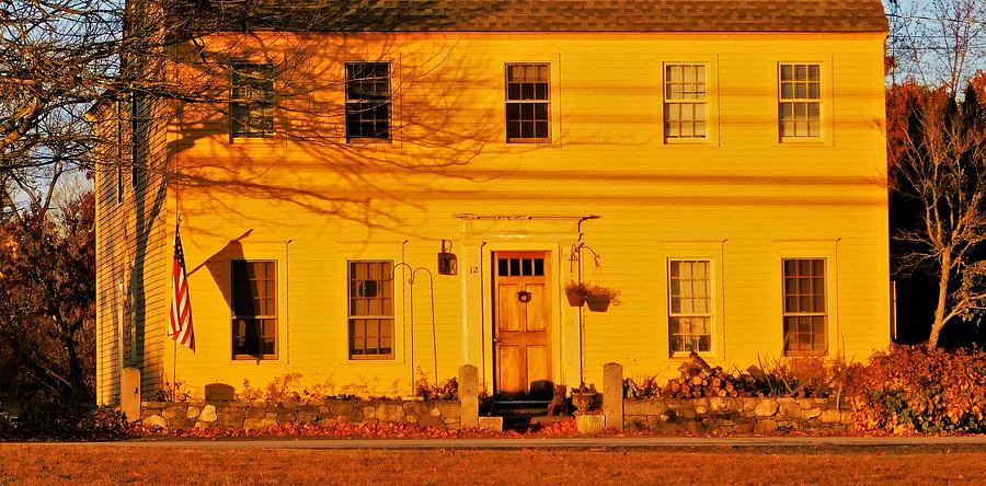- Yellow House at Sunset - Stratham NH  by THERESA Nye