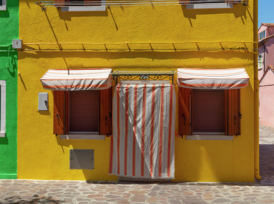 Yellow house in Burano Photograph by Pietro Ebner