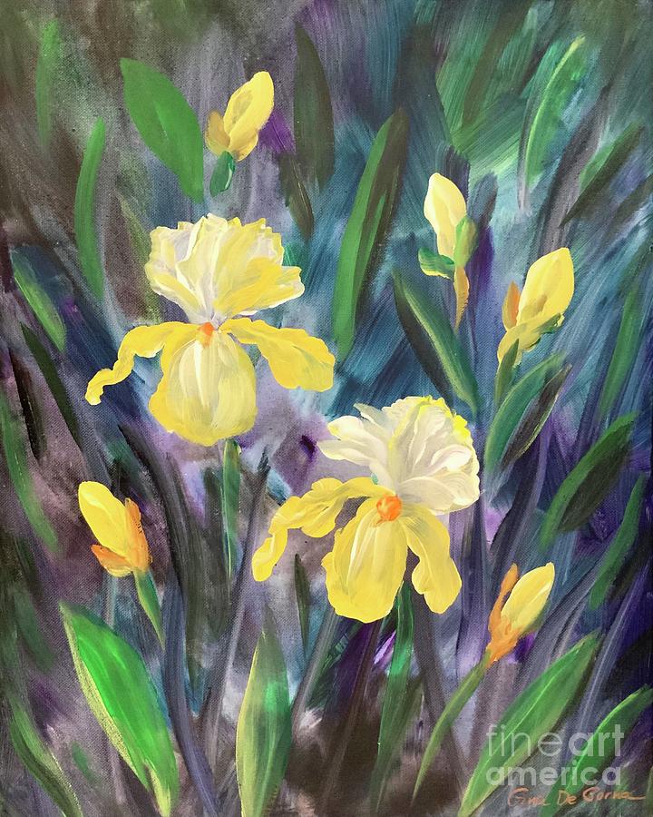 Yellow Iris Flowers Digital Art by Gina De Gorna