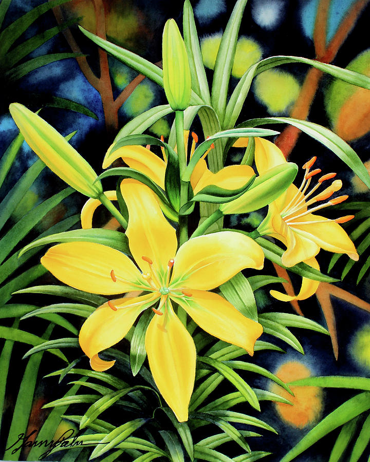Iris Flowers Painting - yellow Iris by Garry Palm