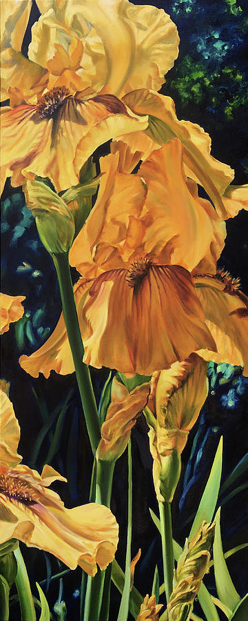 Flower Painting - Yellow Iris Right Diptych by Robert and Jill Pankey