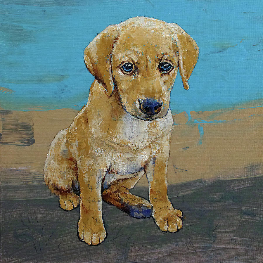 Yellow Lab Puppy Painting by Michael Creese